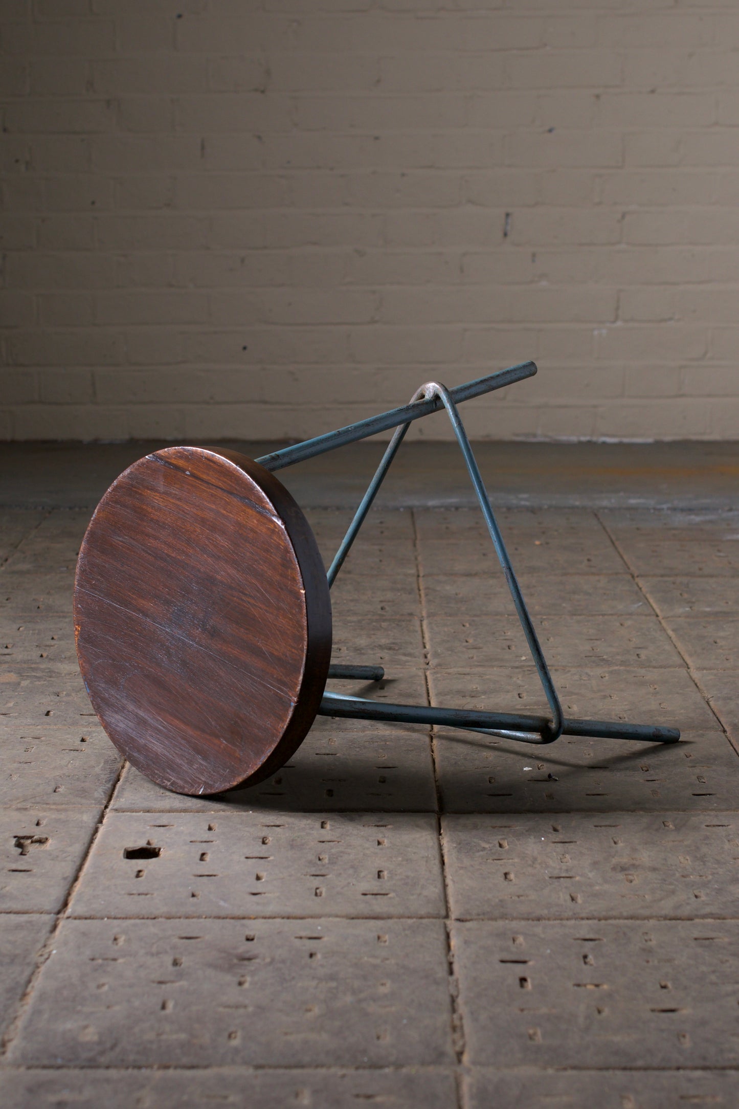 Pierre Jeanneret Stool in Teak & Iron Produced for Chandigarh, 1950s