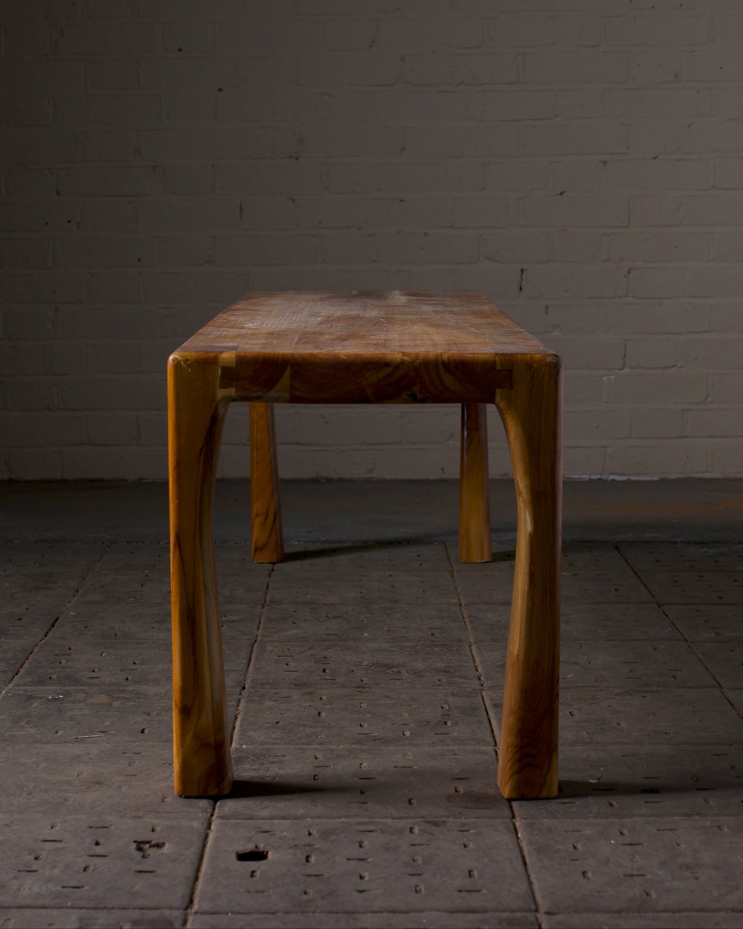Teak wood tapered leg bench