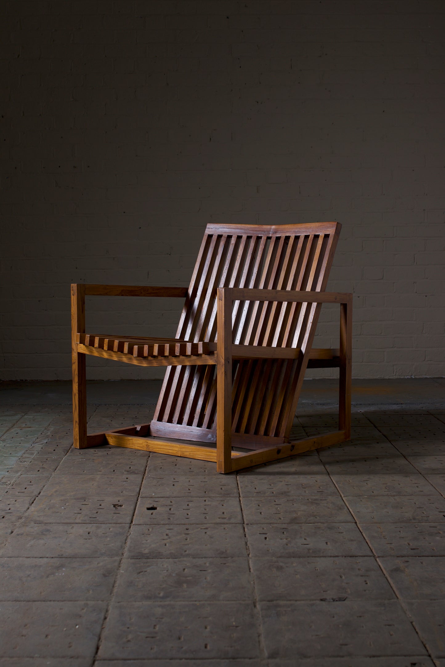 Modern Slatted arm chair with adjustable Back rest