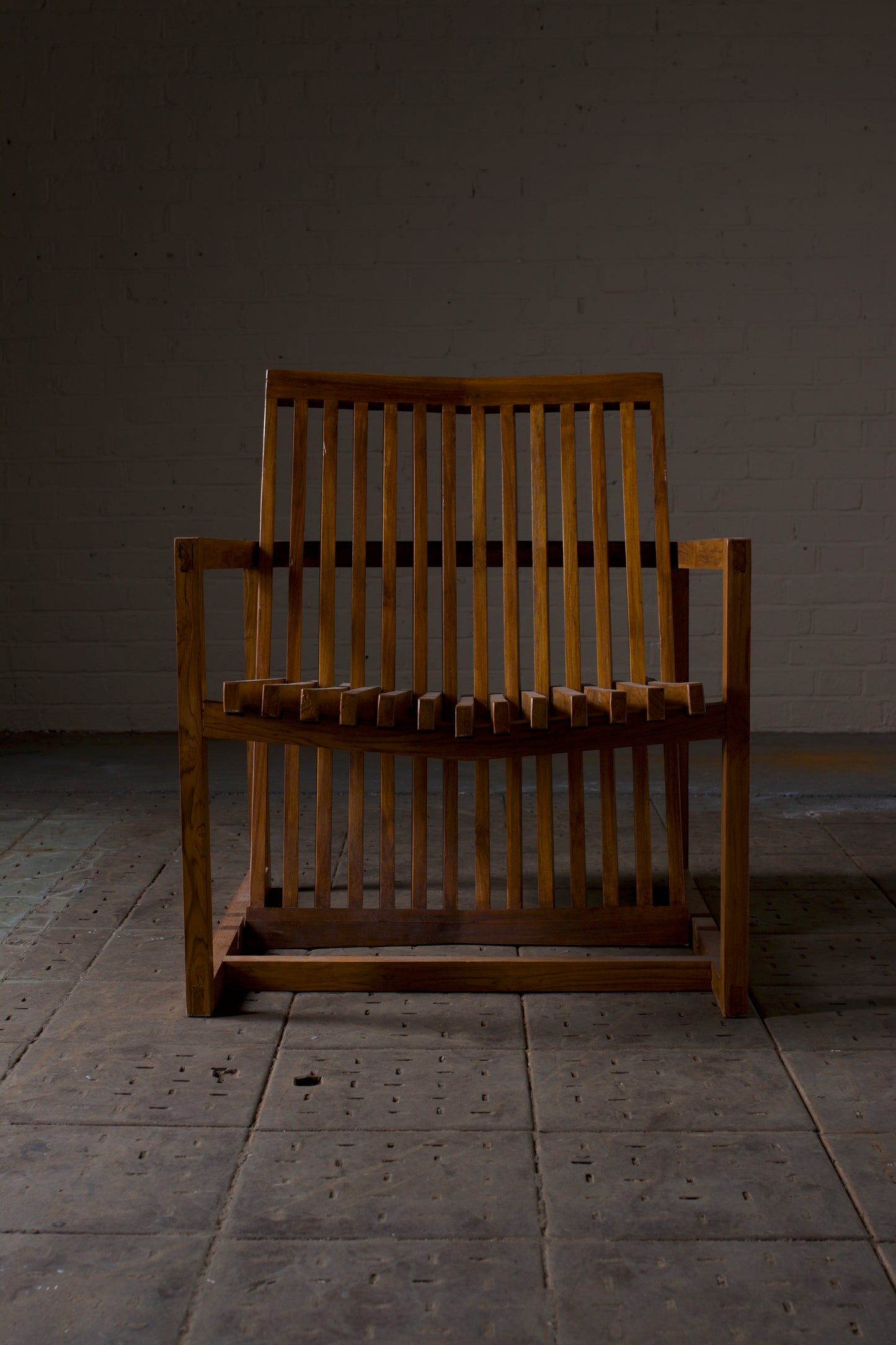 Modern Slatted arm chair with adjustable Back rest