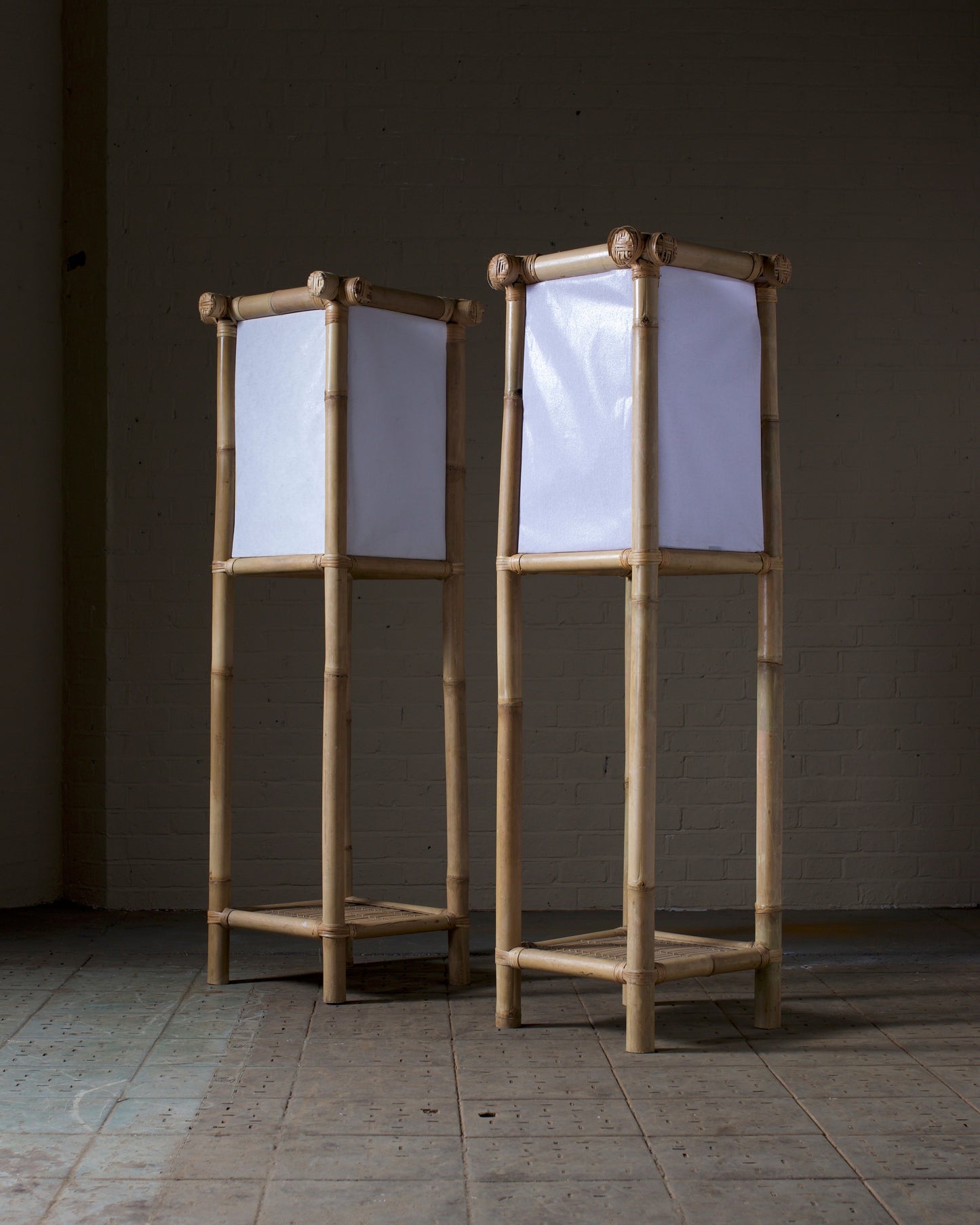 Pair of bamboo lanterns