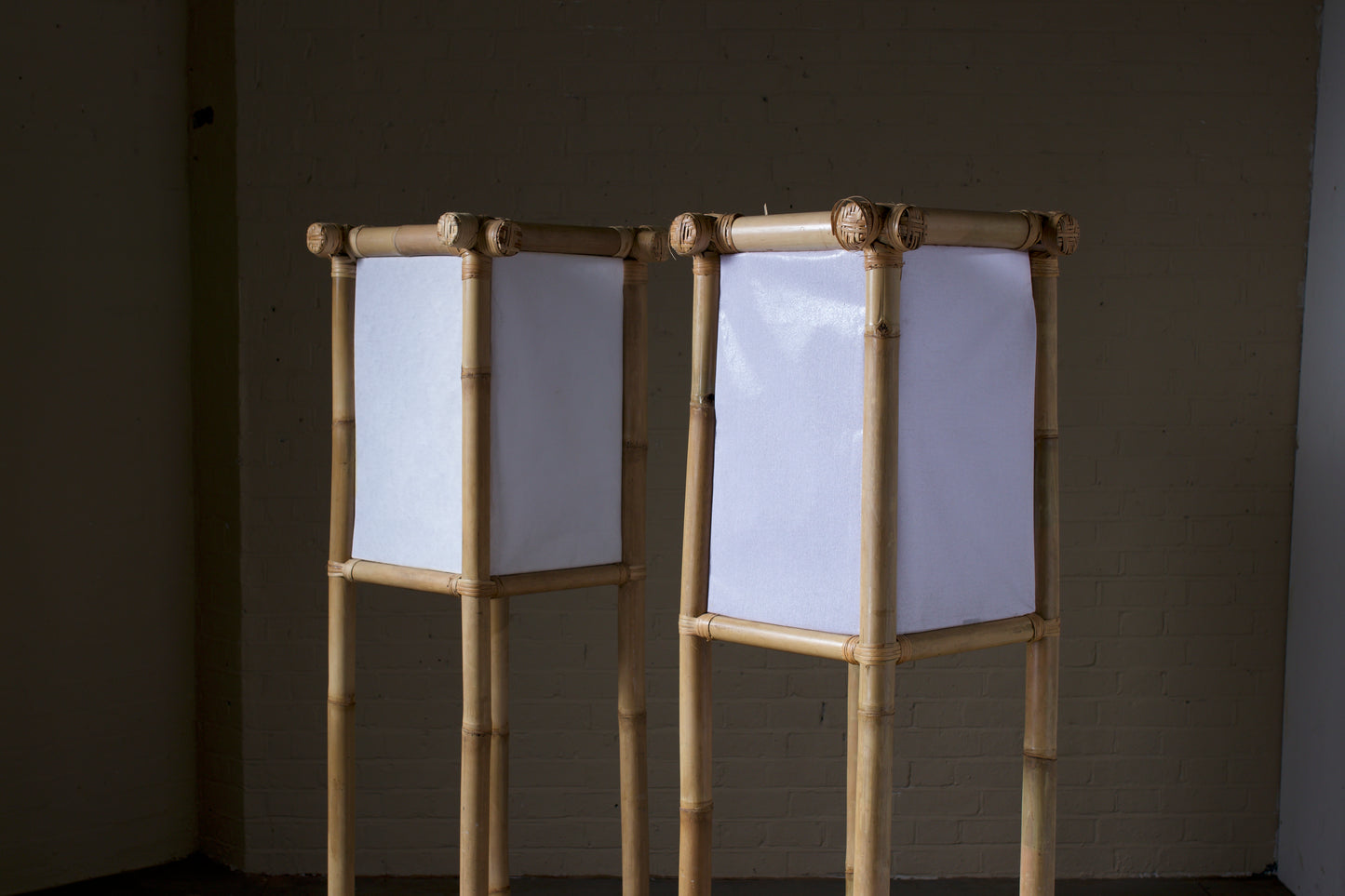 Pair of bamboo lanterns