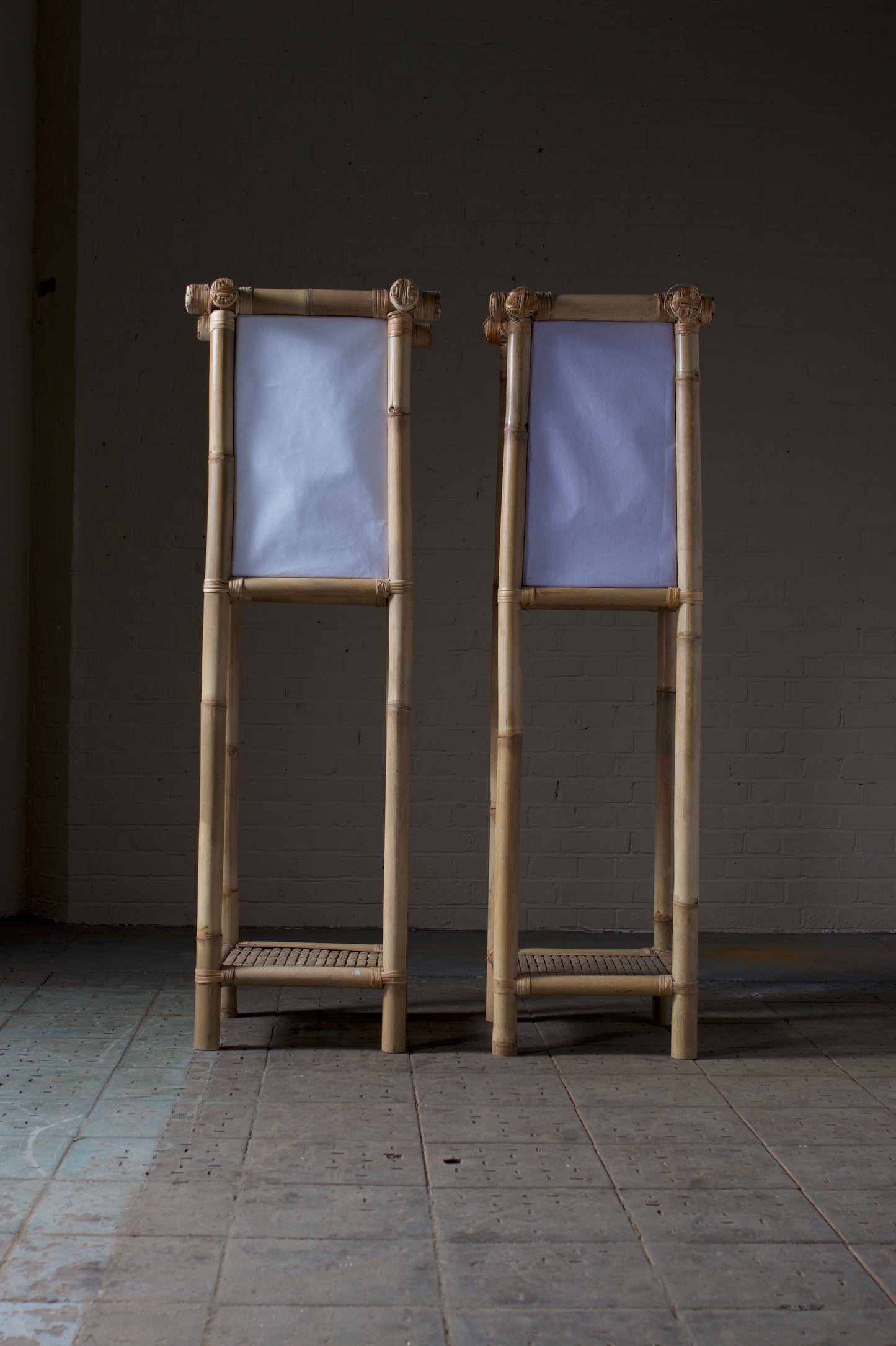 Pair of bamboo lanterns