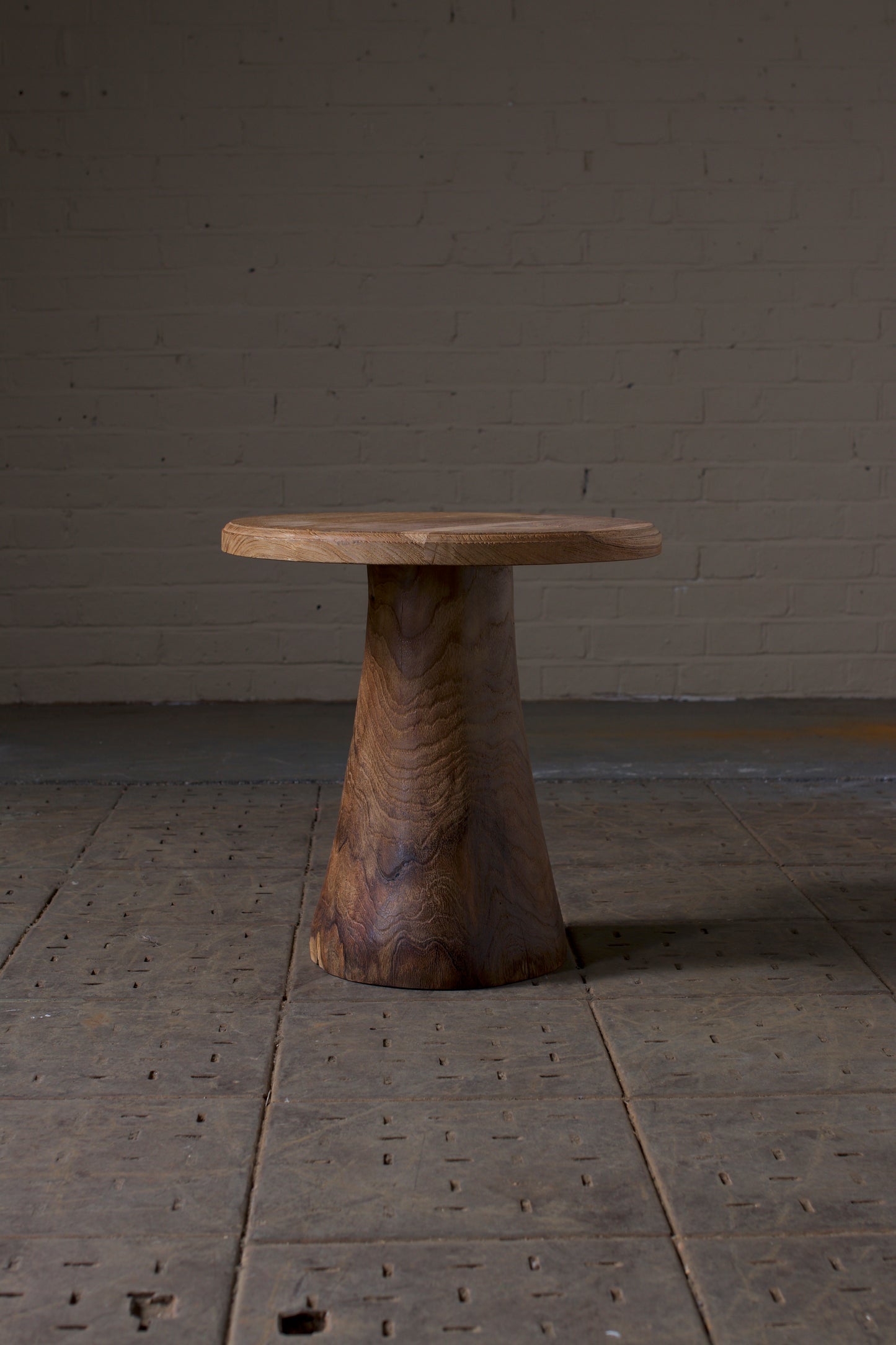 Teak wood round side table