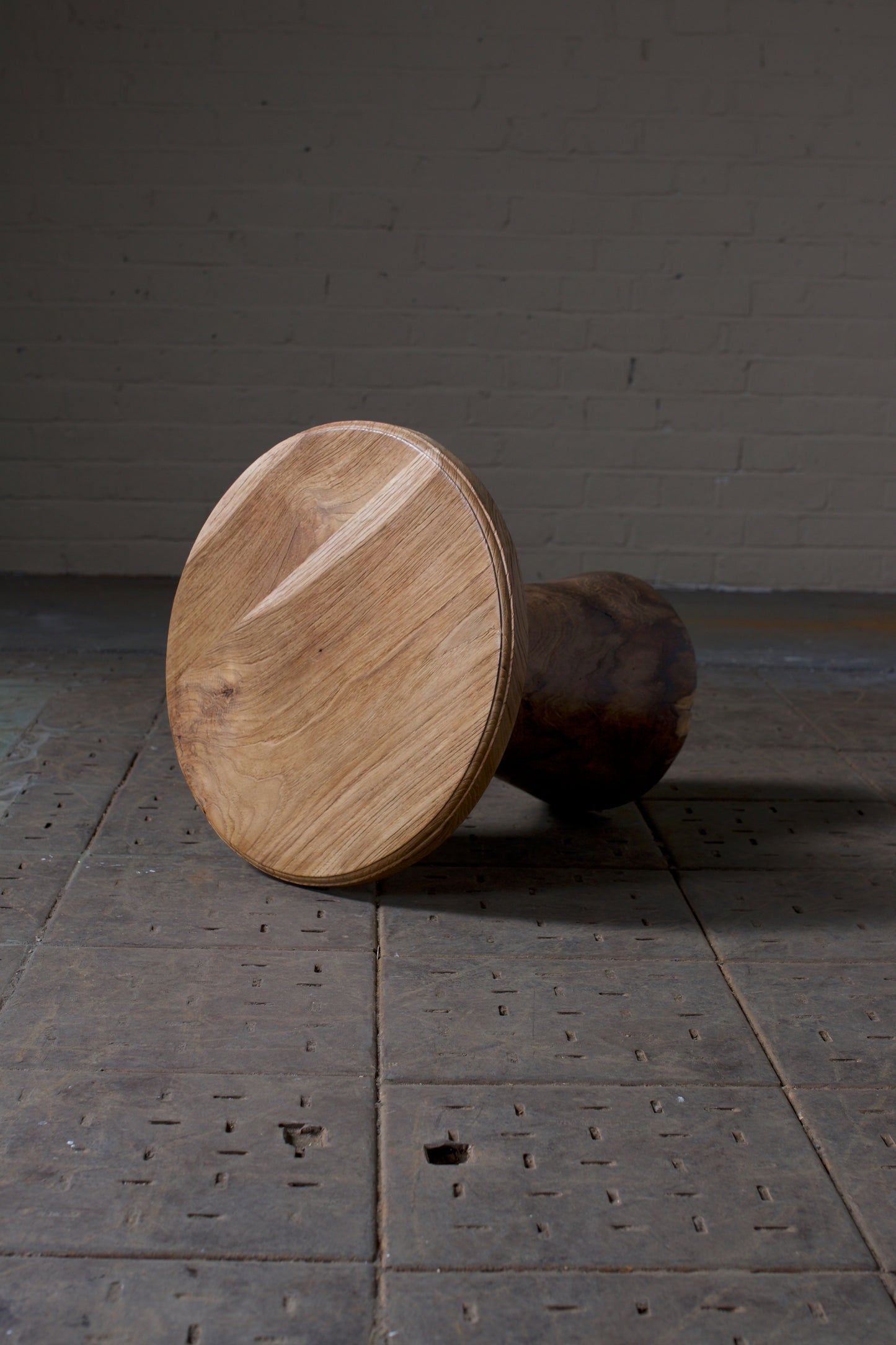 Teak wood round side table