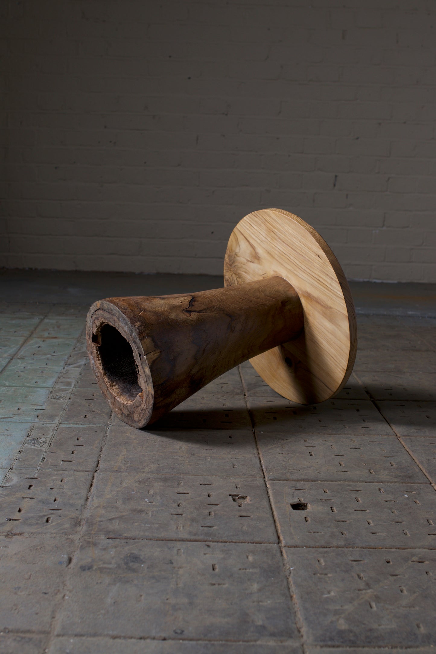 Teak wood round side table