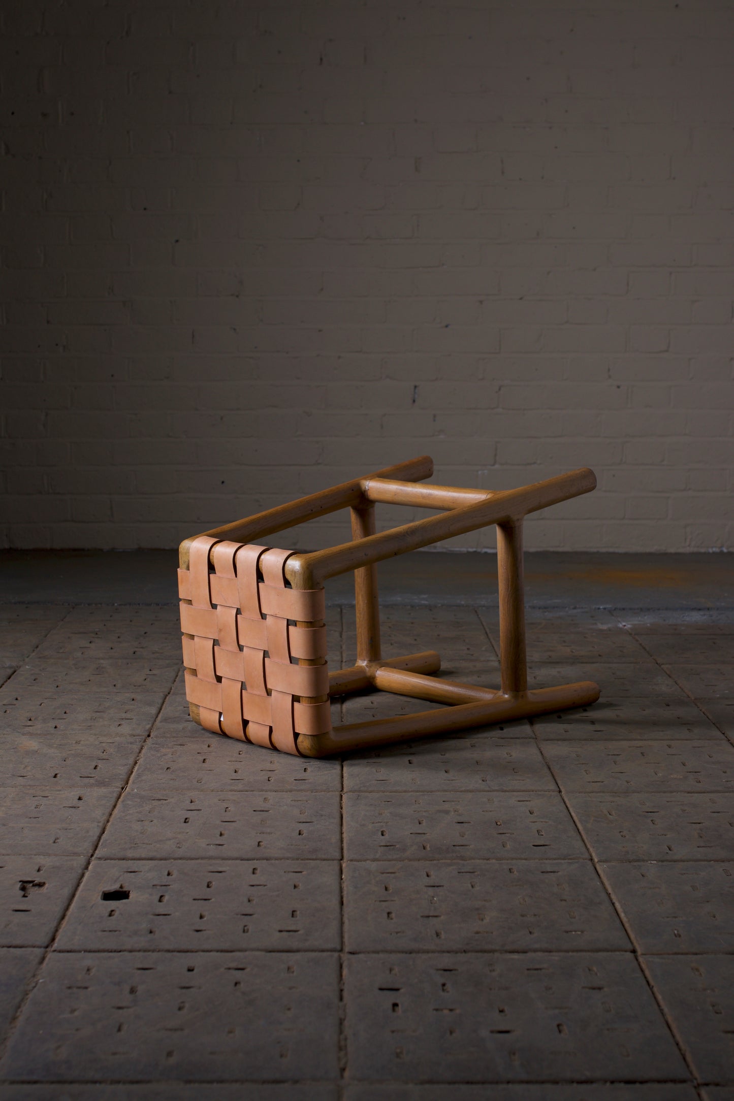 Leather strapped bar stool