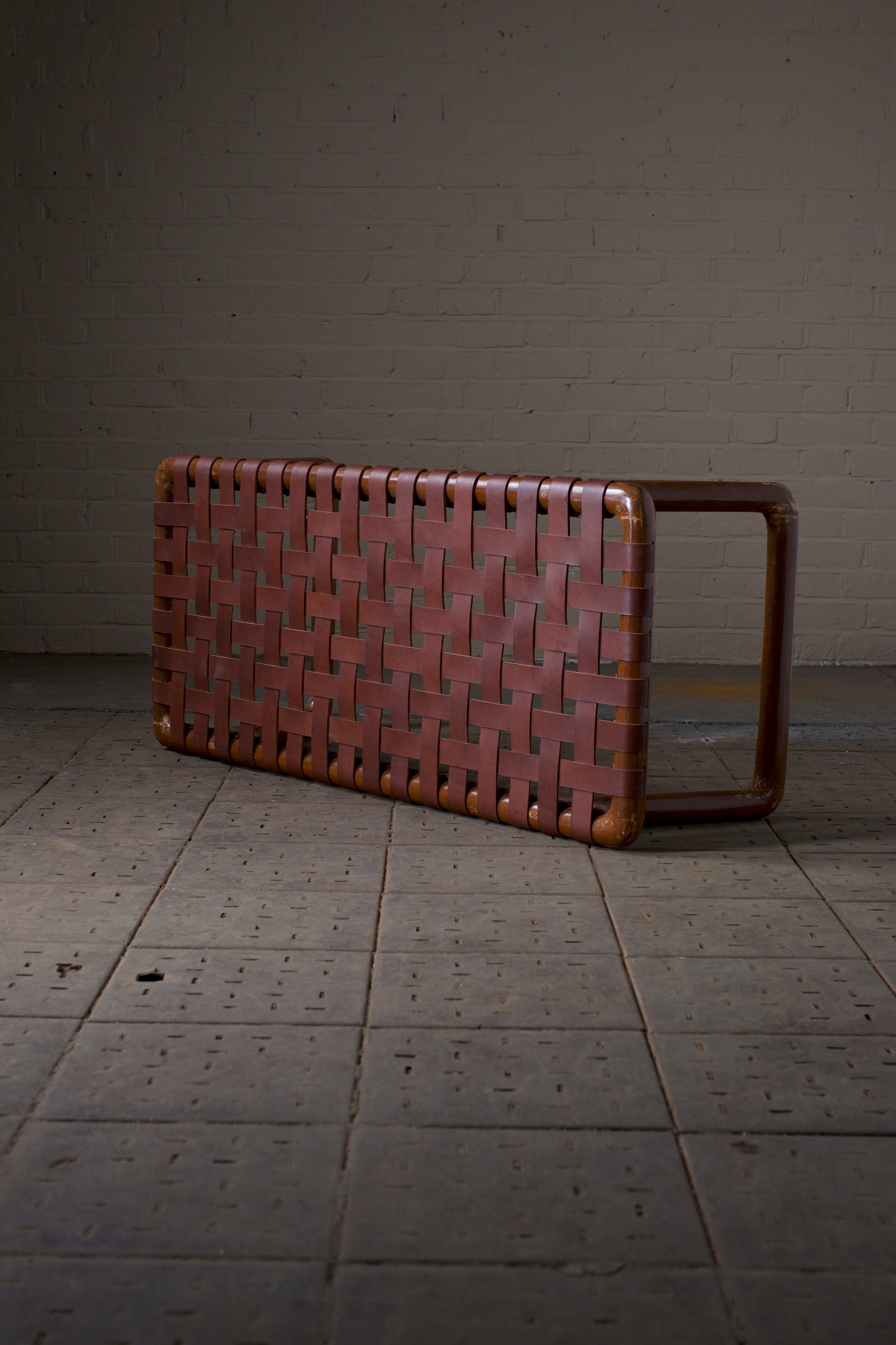 Leather strapped bench