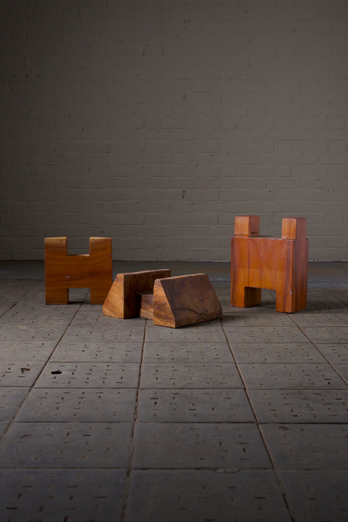 Three piece sculptural stool /side table