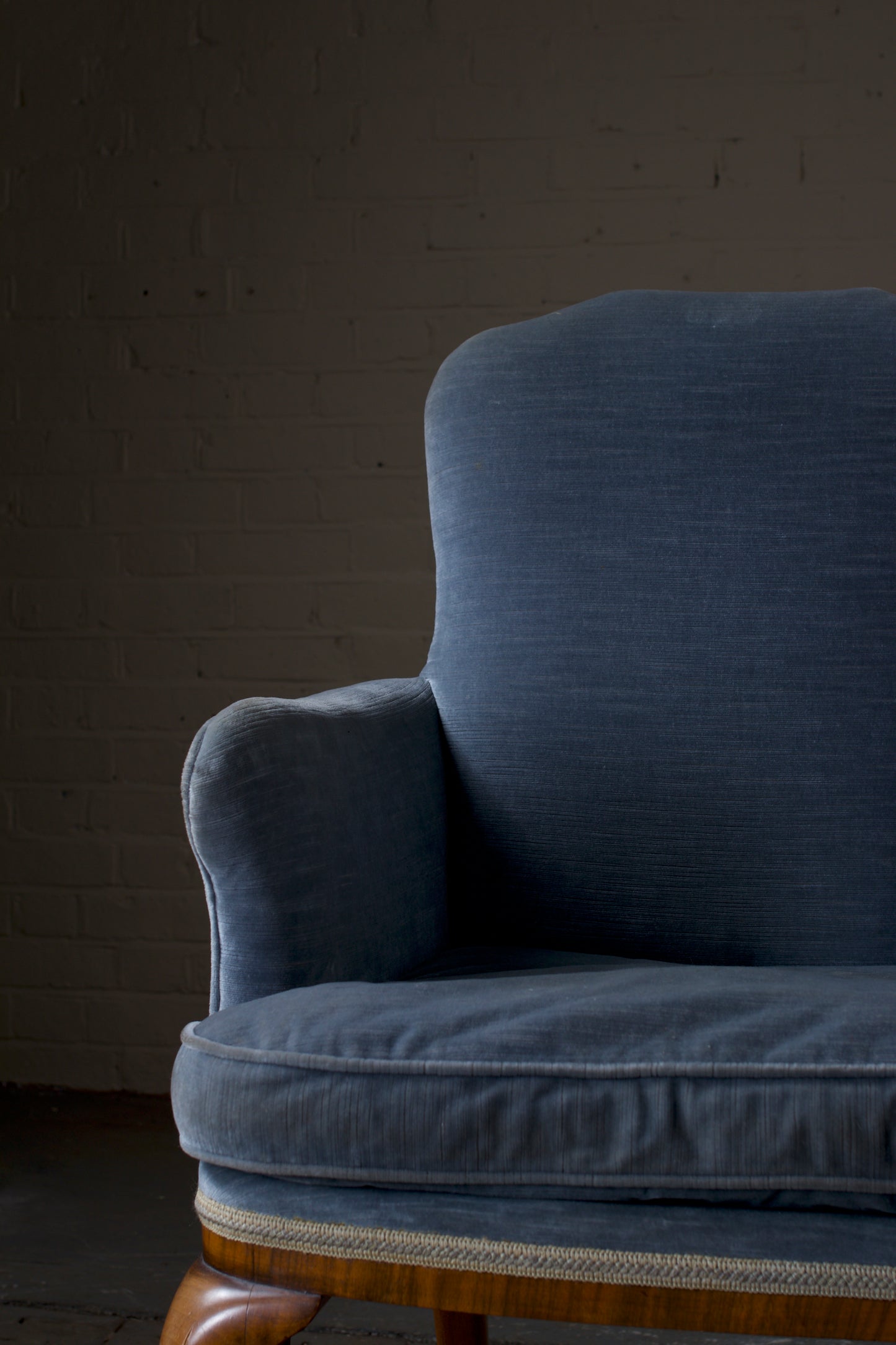 Queen Anne Style Upholstered Walnut Chair, Circa 1930's